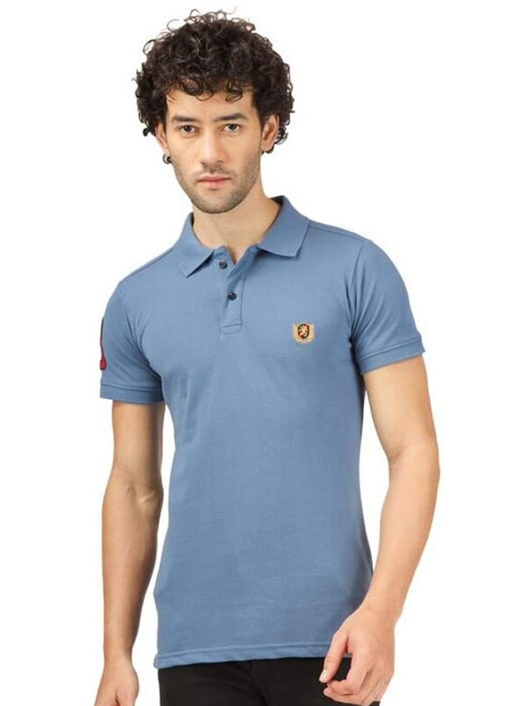 

BLUEFICUS Polo Collar Short Sleeves T-shirt, Blue