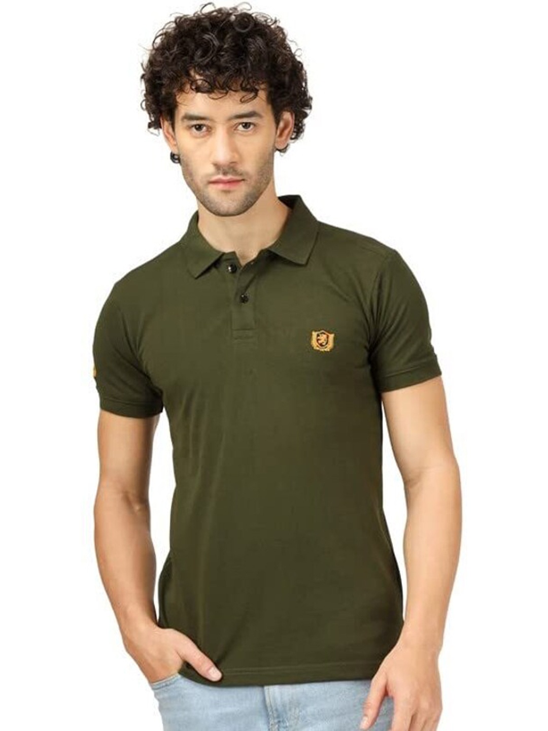 

BLUEFICUS Polo Collar Short Sleeves T-shirt, Green