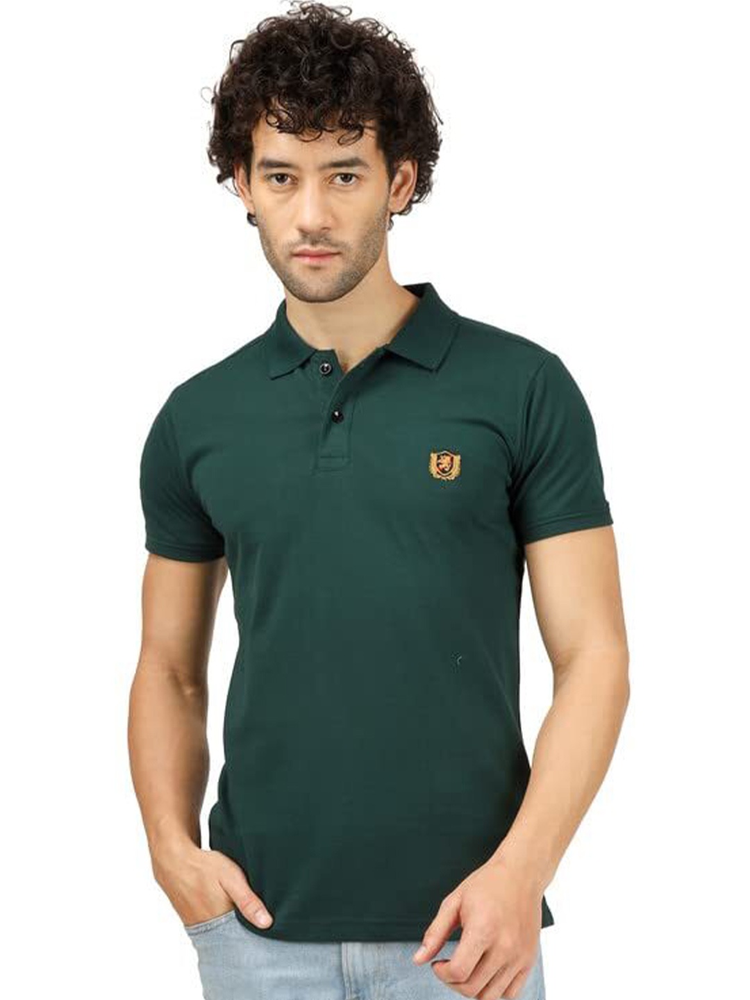 

BLUEFICUS Polo Collar Short Sleeves T-shirt, Green