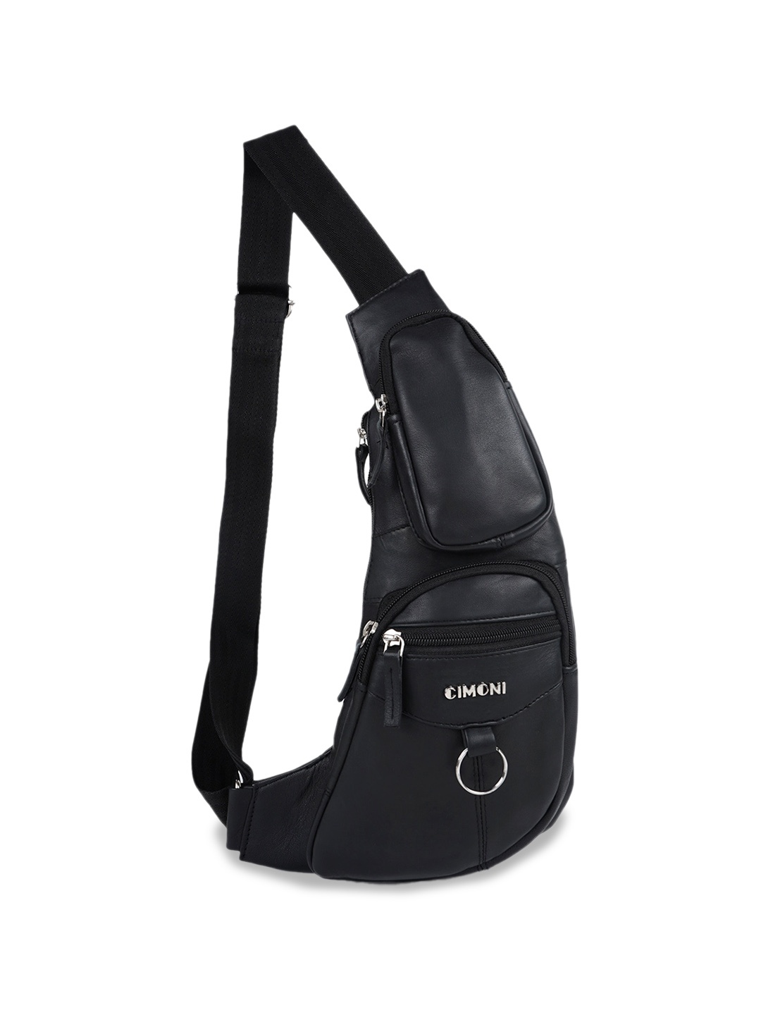 

CIMONI Textured Leather Shoulder Bag, Black
