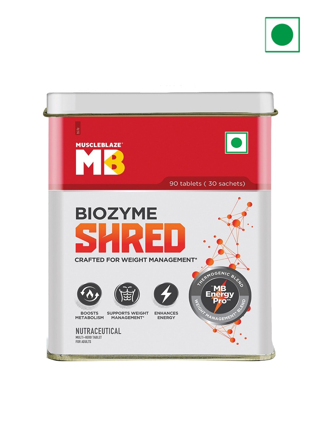 

MuscleBlaze Biozyme Shred For Weight Management - 90 Tablets, Multi