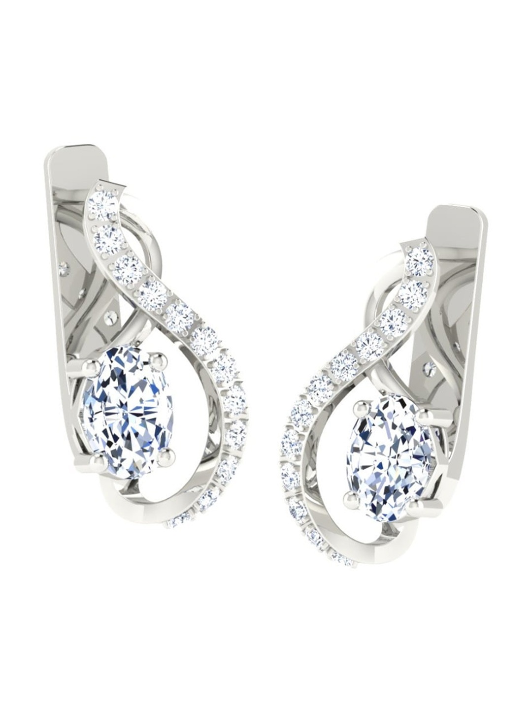 

Silverwala Cubic Zirconia Silver Hoop Earrings