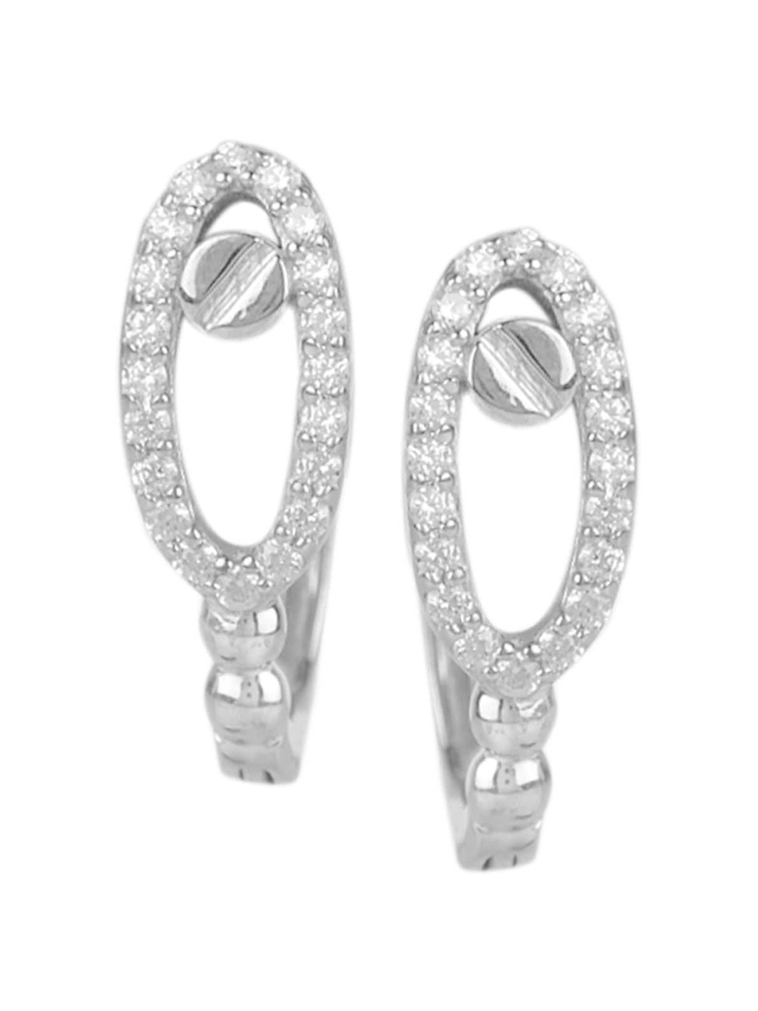 

Silverwala 925 Silver Cubic Zirconia Studded Contemporary Clip On Hoop Earrings