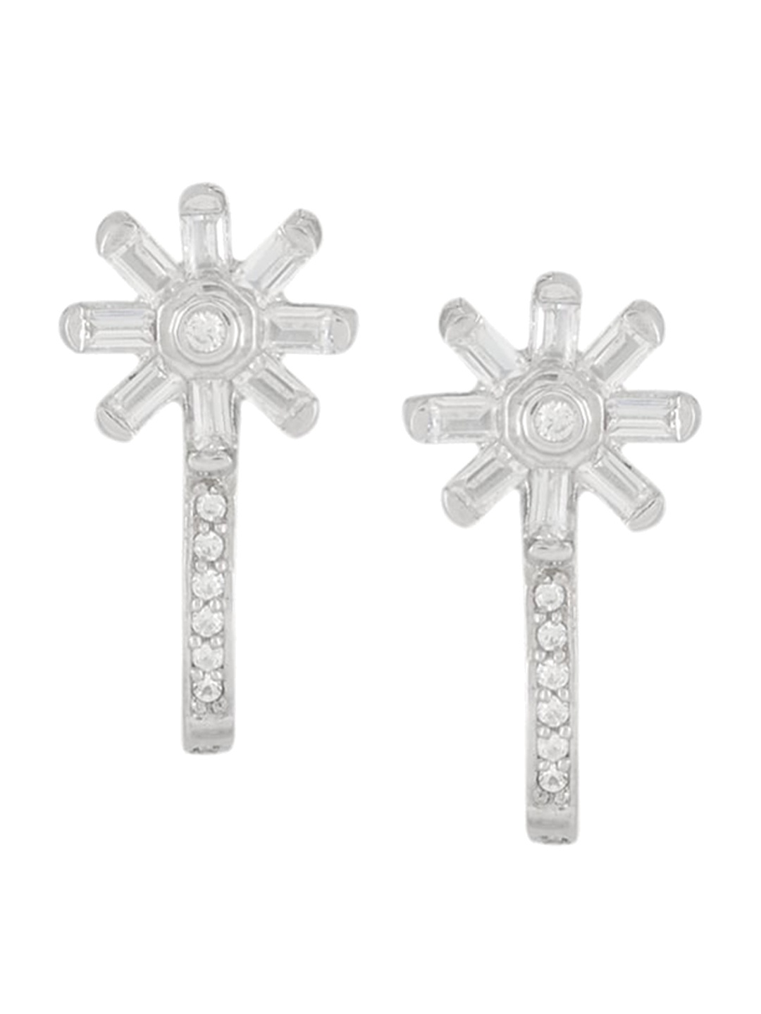 

Silverwala Cubic Zirconia Studded 925 Silver Contemporary Hoop Earrings