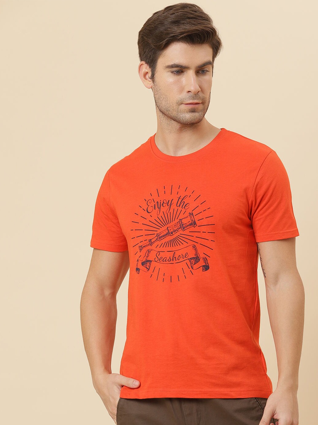 

Quwa Typography Printed Casual Cotton T-shirt, Red