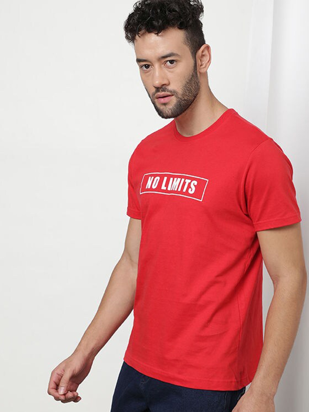 

Quwa Typography Printed Cotton T-shirt, Red