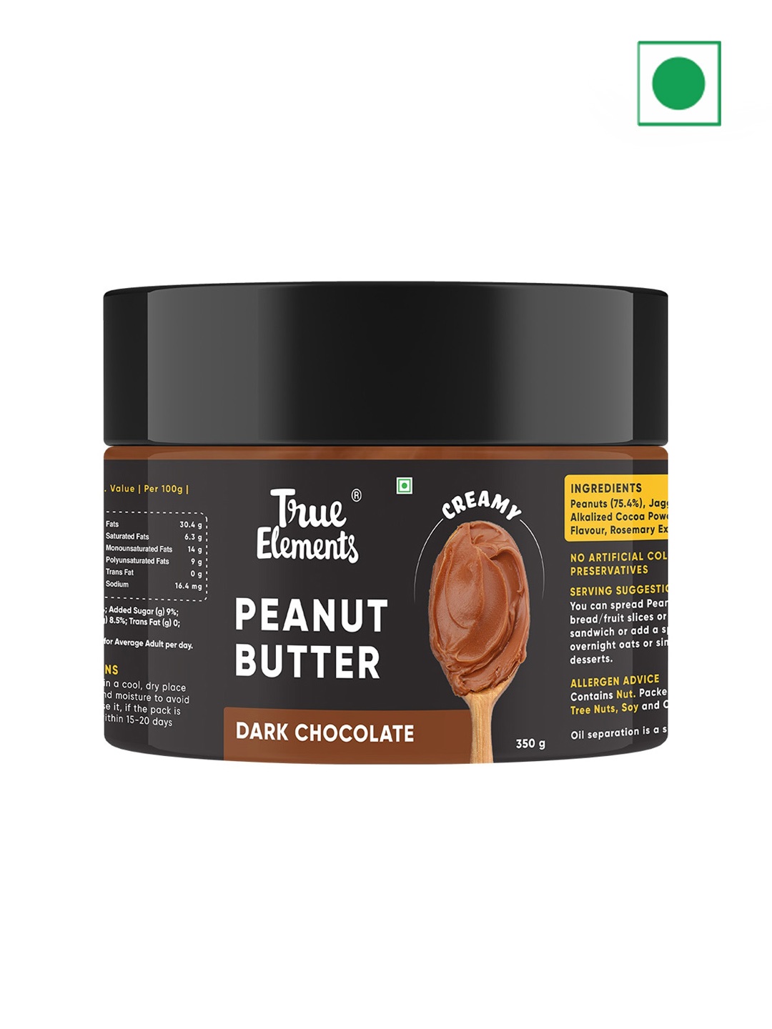 

True Elements Peanut Butter Dark Chocolate 350gm, Black