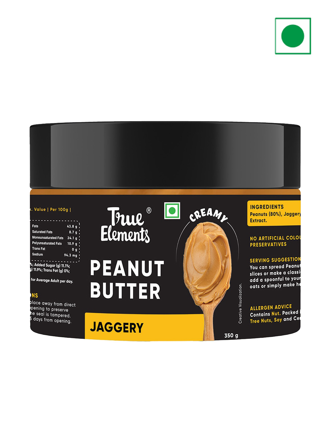 

True Elements Peanut Butter Jaggery 350gm, Black