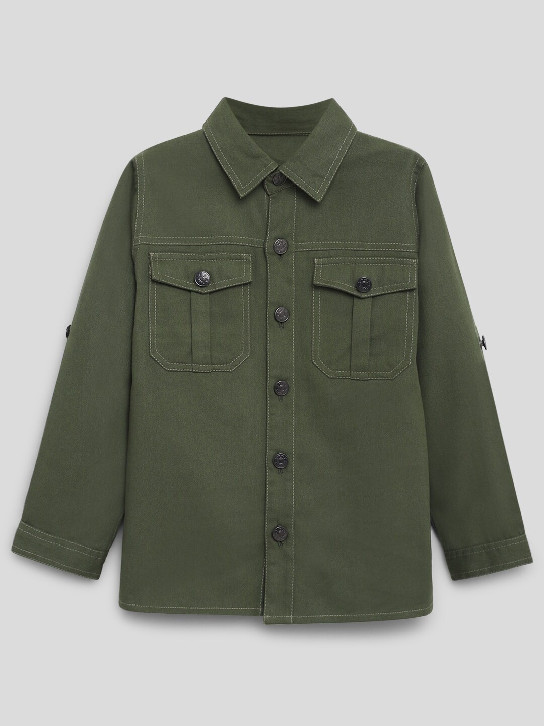 

Somersault Boys Straight Twill Pure Cotton Shacket, Green