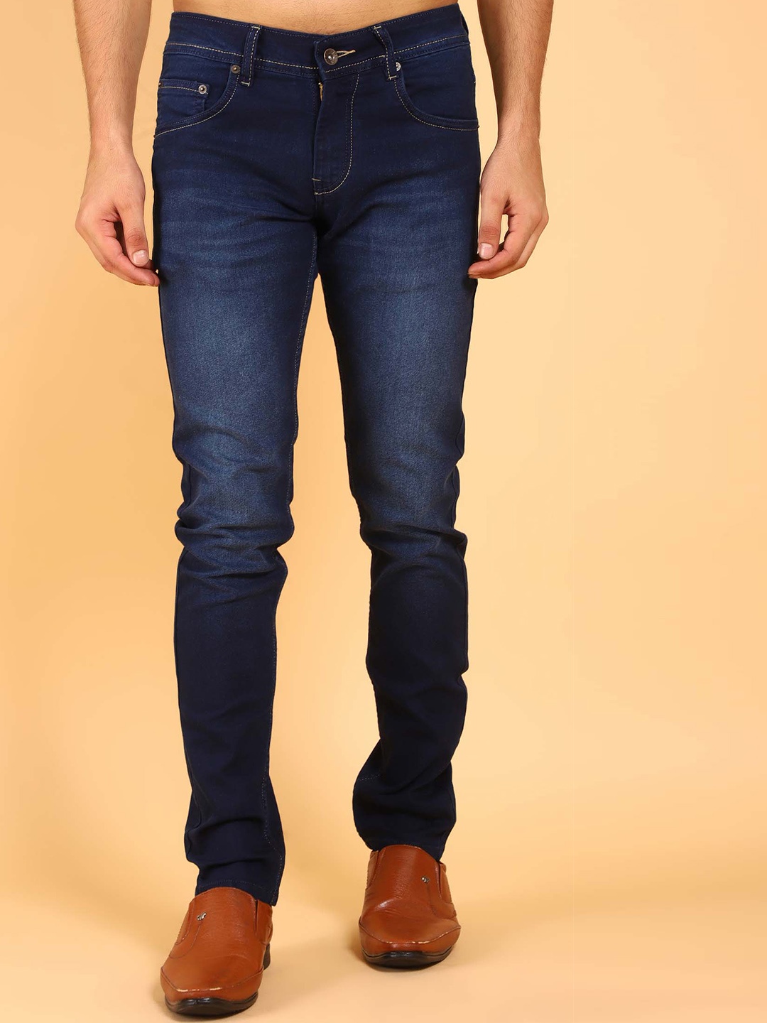 

BLUEBIRD Men Classic Slim Fit Stretchable Jeans, Navy blue