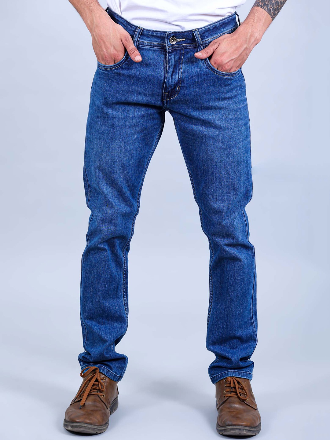 

BLUEBIRD Men Classic Slim Fit Stretchable Jeans, Blue