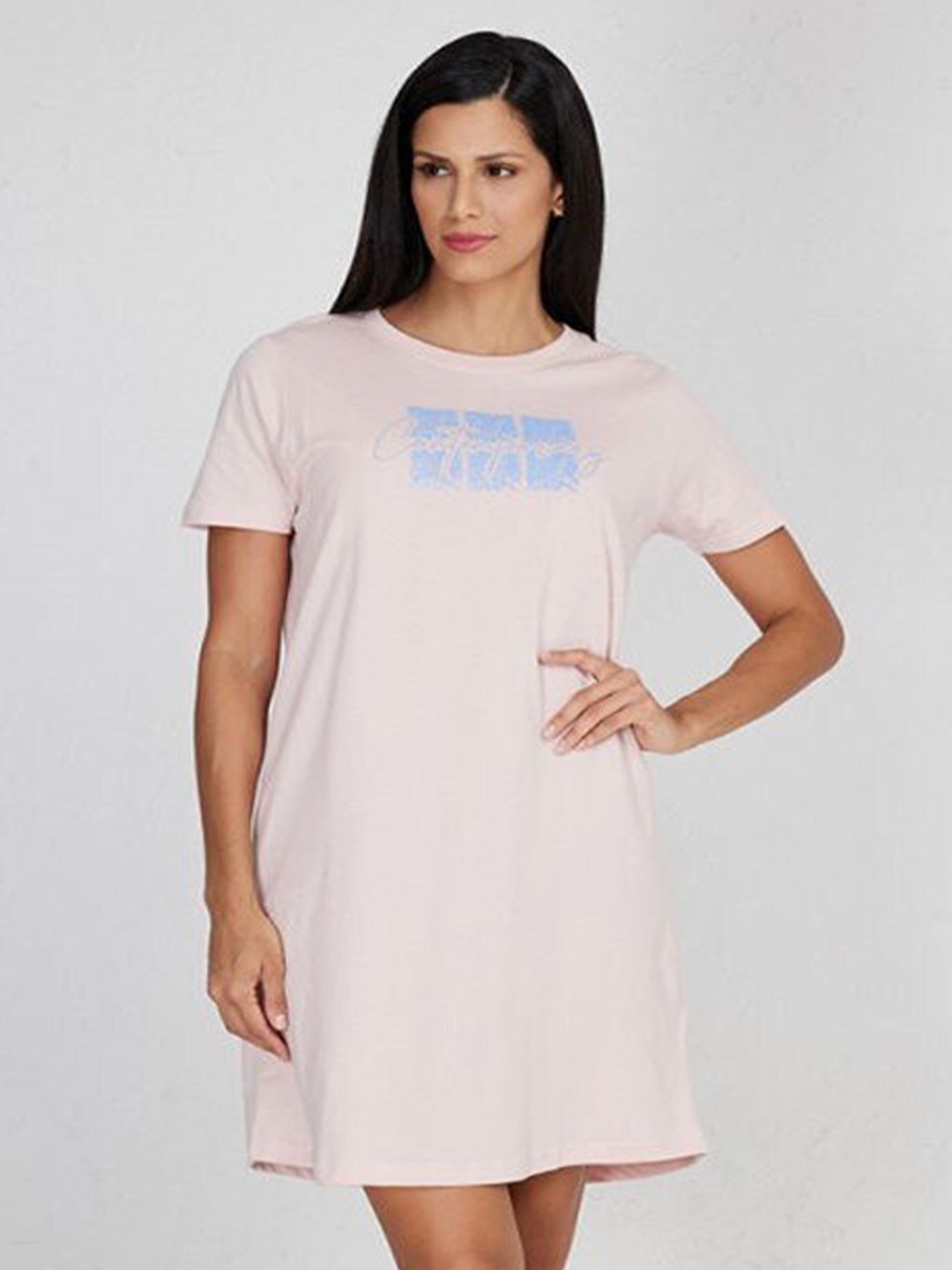 

Aila Round Neck Everyday T-shirt Nightdress, Pink