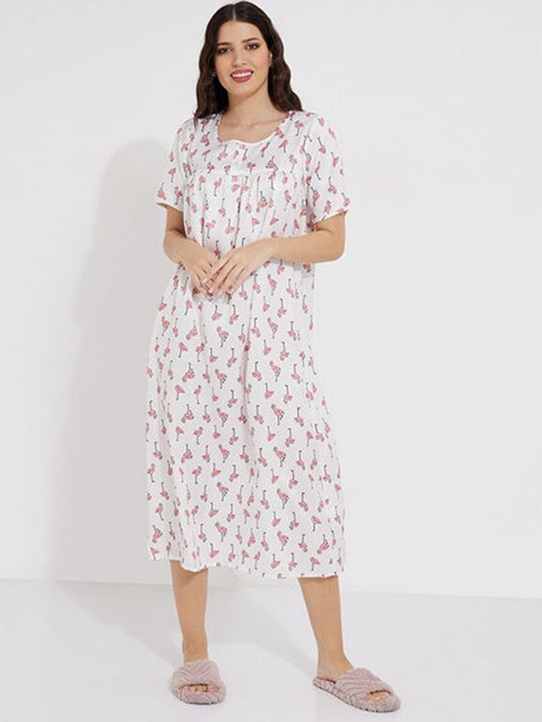 

Aila Conversational Printed Nightdress, White