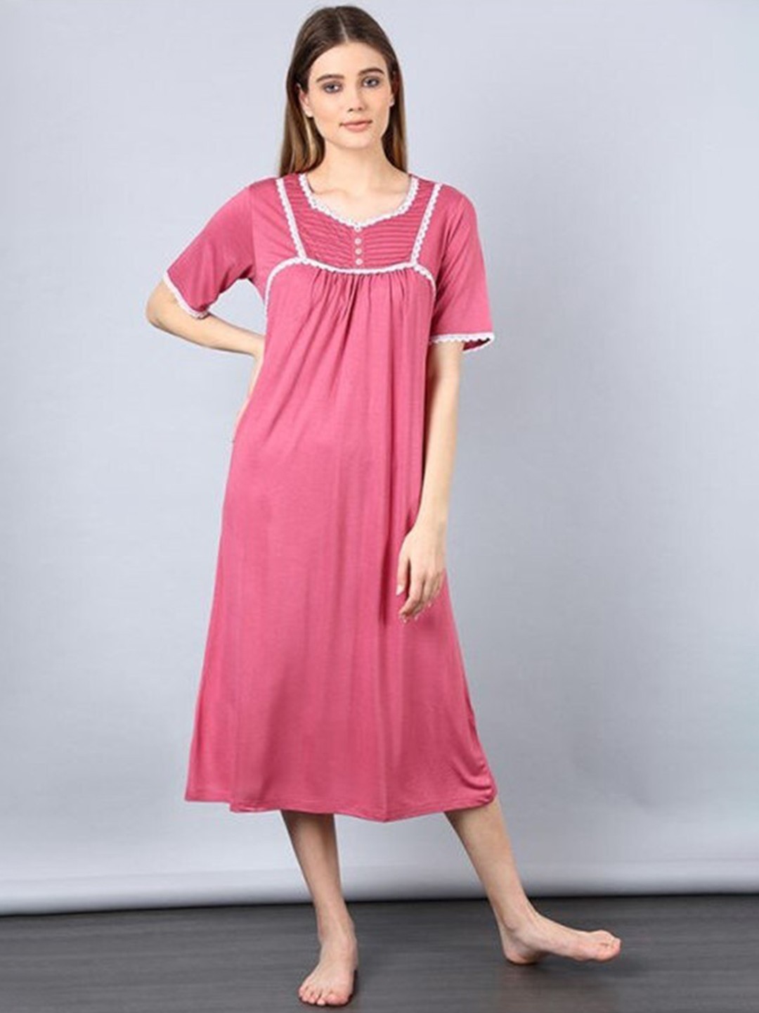 

Aila V-Neck Nightdress, Pink