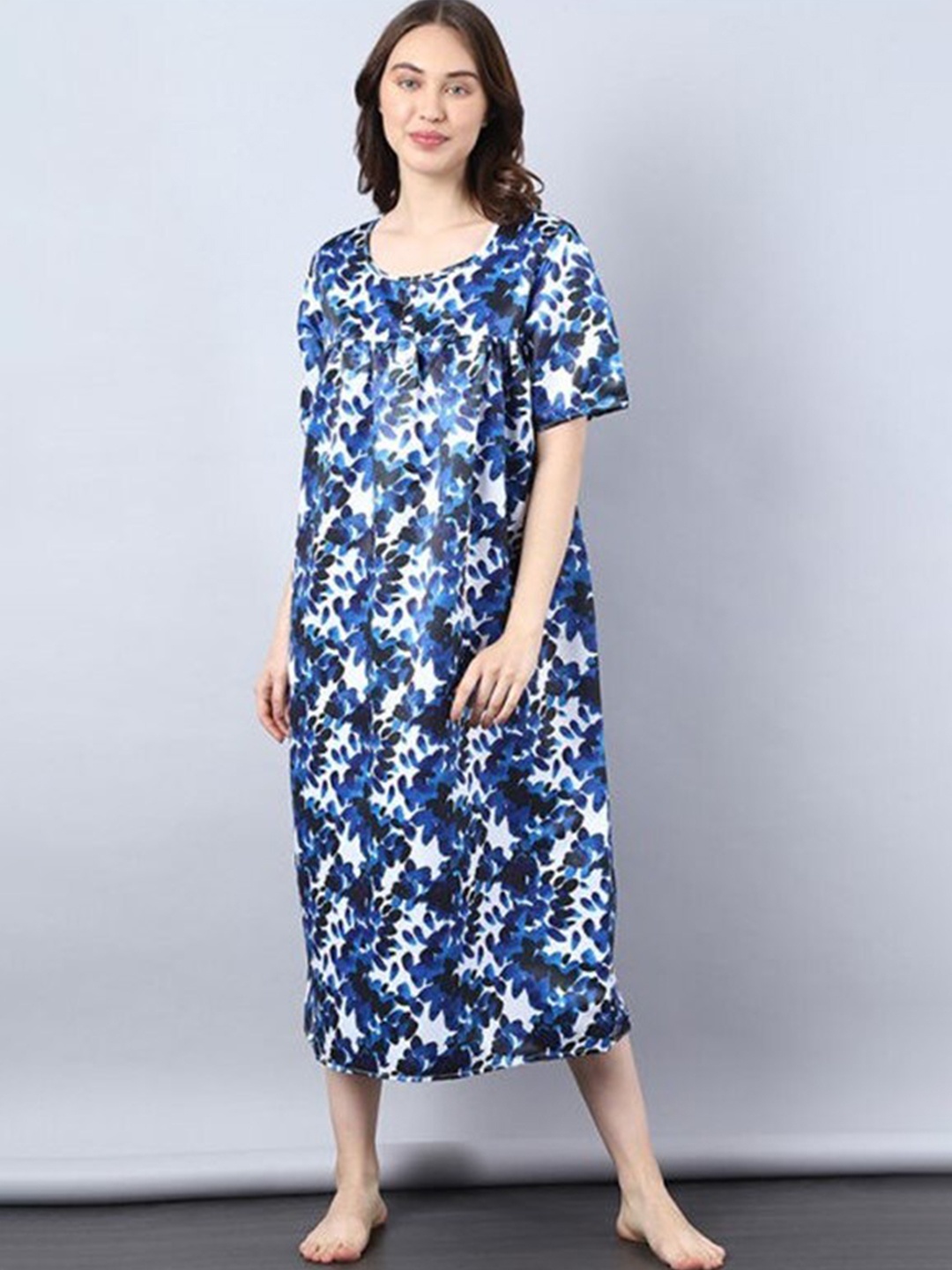 

Aila Abstract Printed Midi Nightdress, Blue