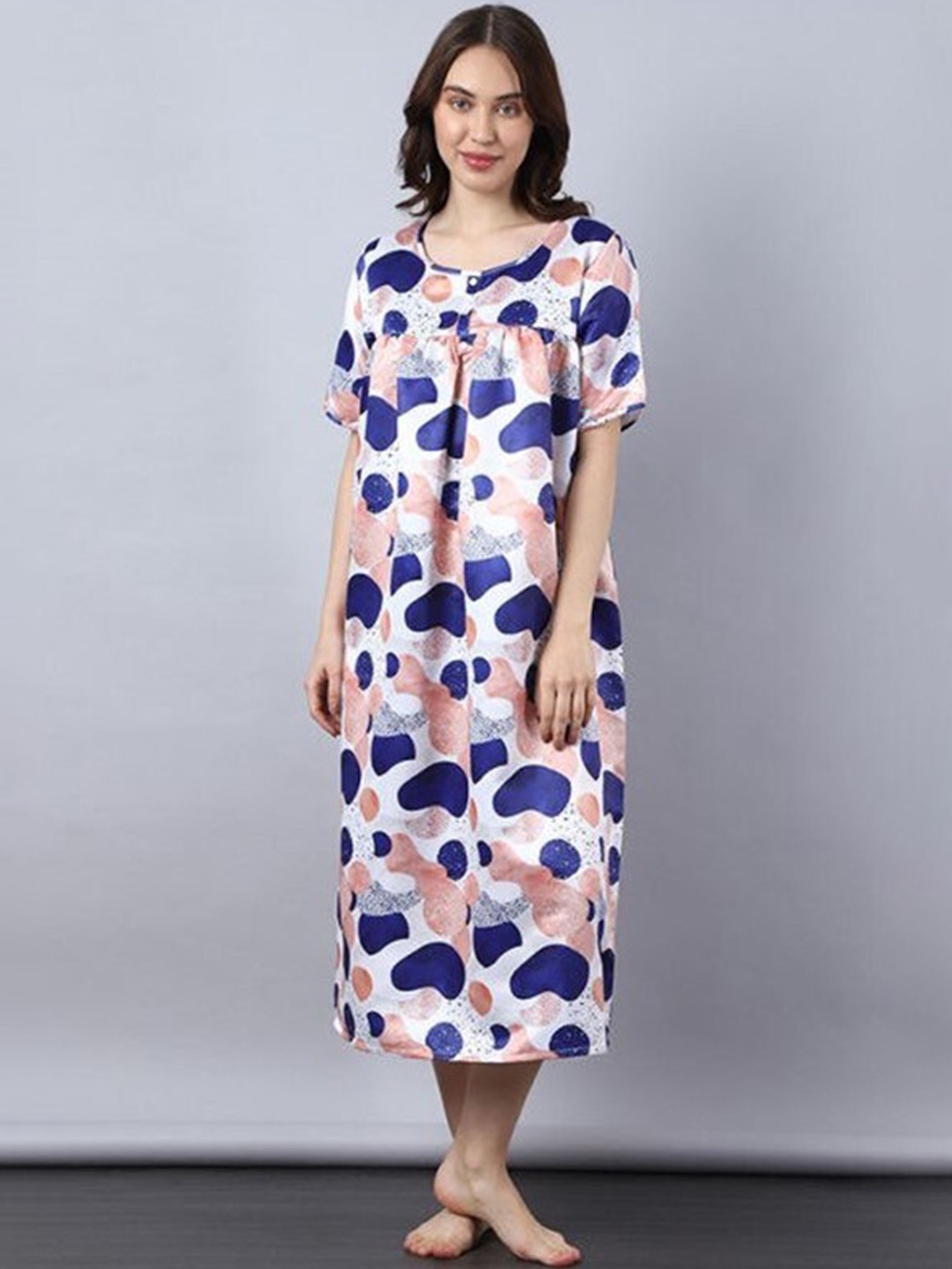

Aila Abstract Printed Midi Nightdress, White
