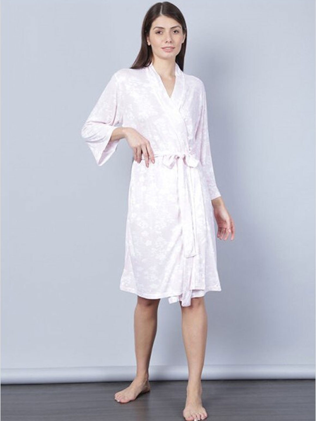 

Aila Floral Printed Wrap Nightdress, White