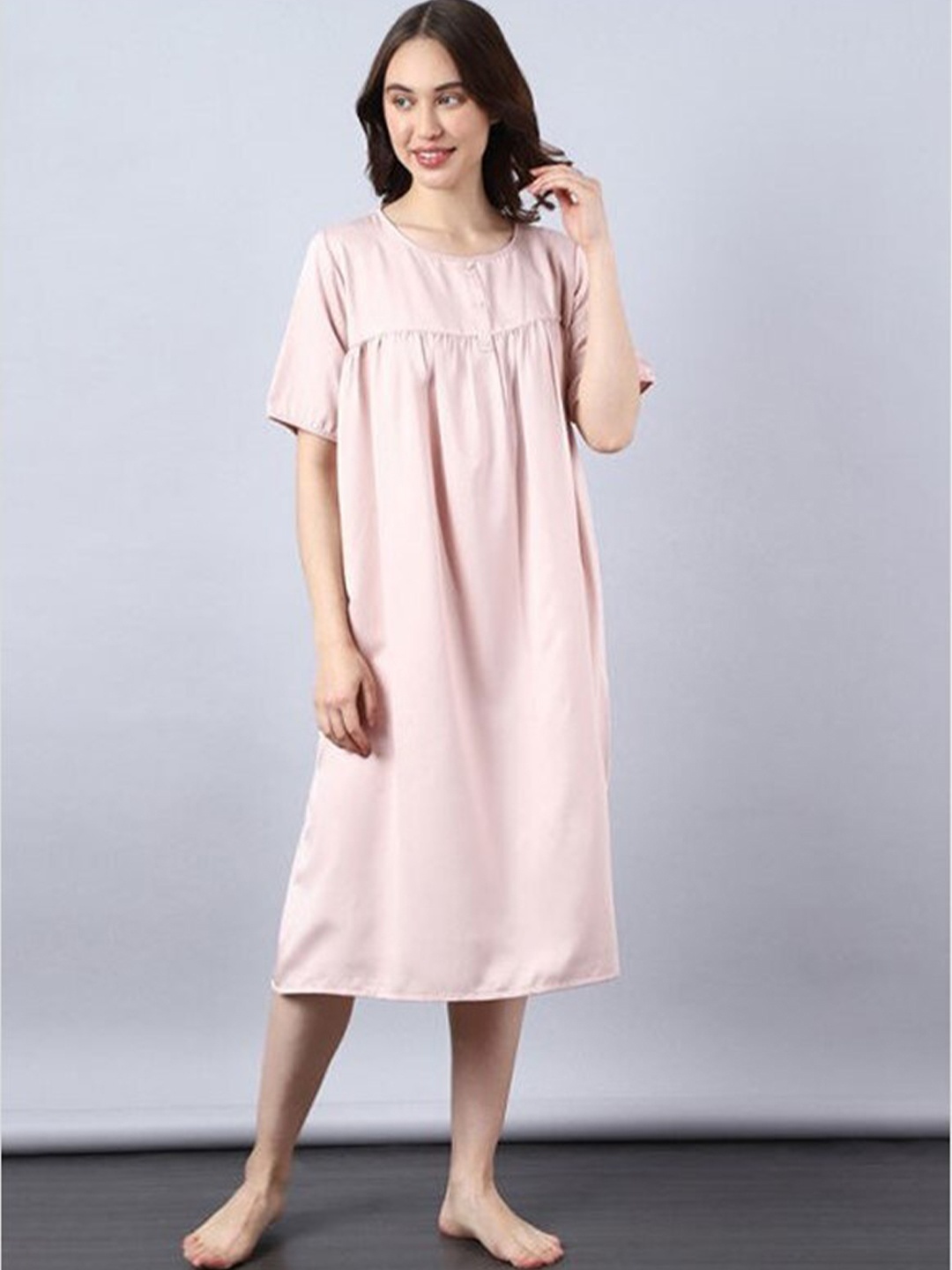 

Aila Everyday Midi Length Nightdress, Pink