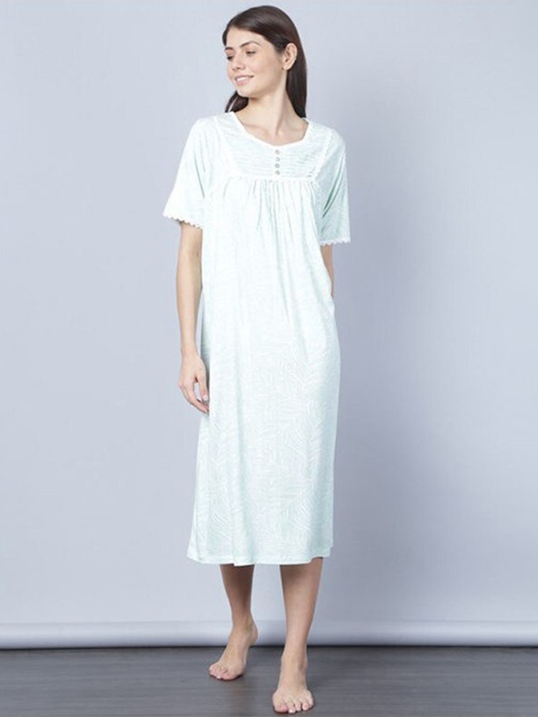 

Aila Abstract Printed Nightdress, Green