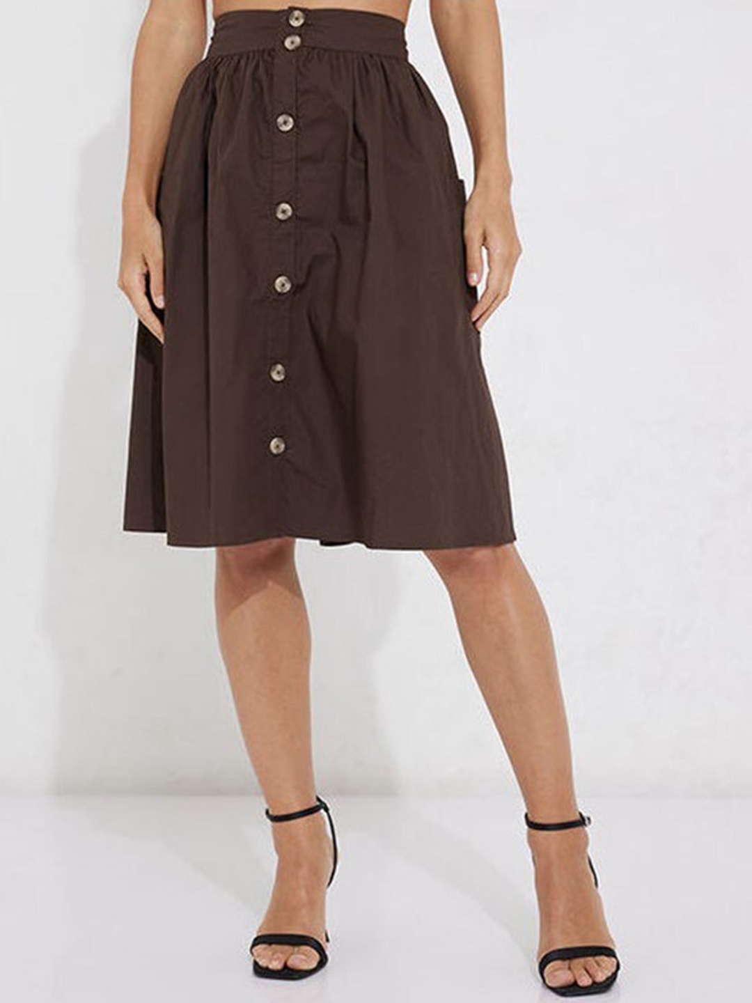 

Aila Flared A-Line Skirts, Brown