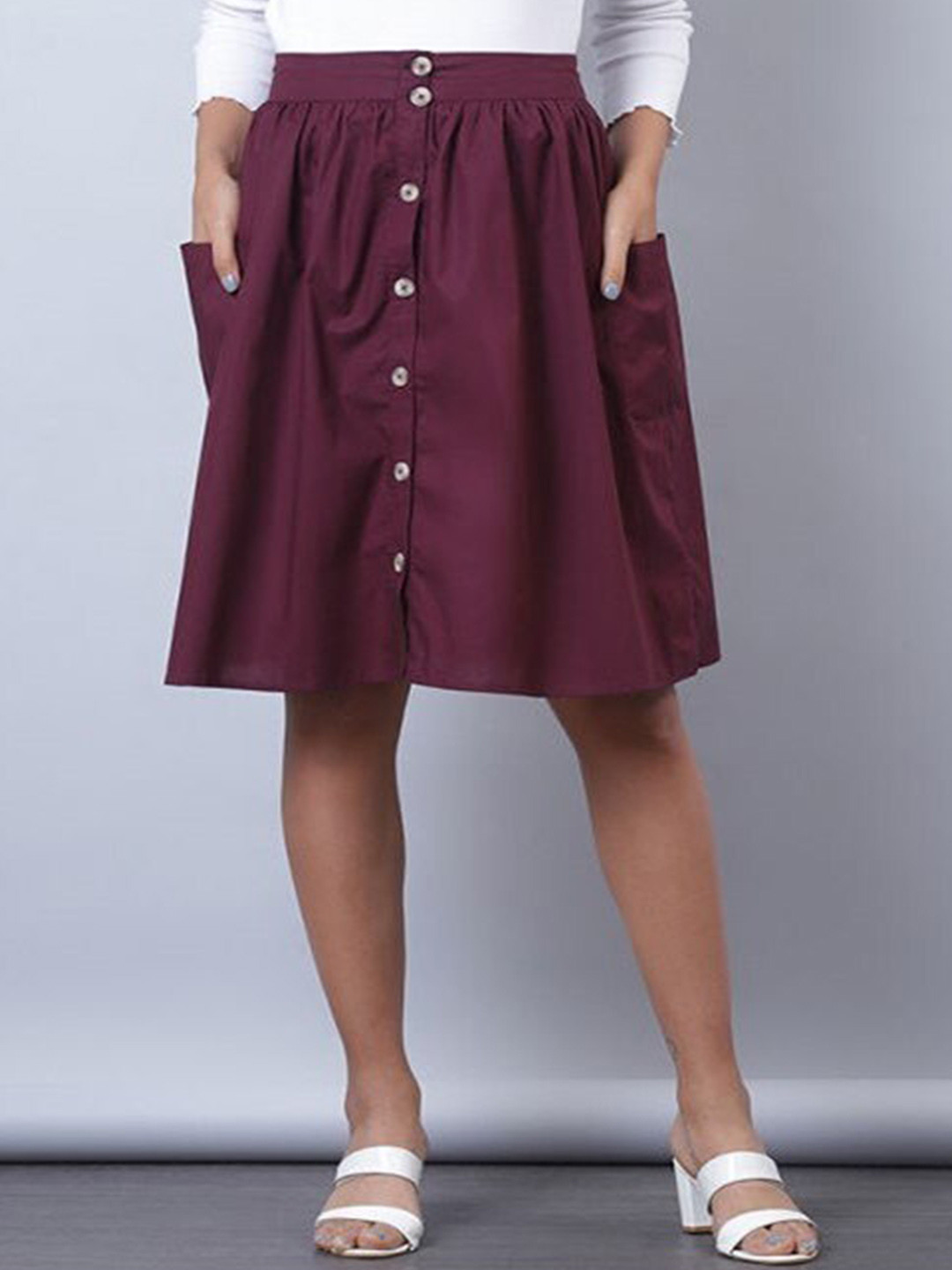 

Aila Knee Length Flared Skirt, Burgundy