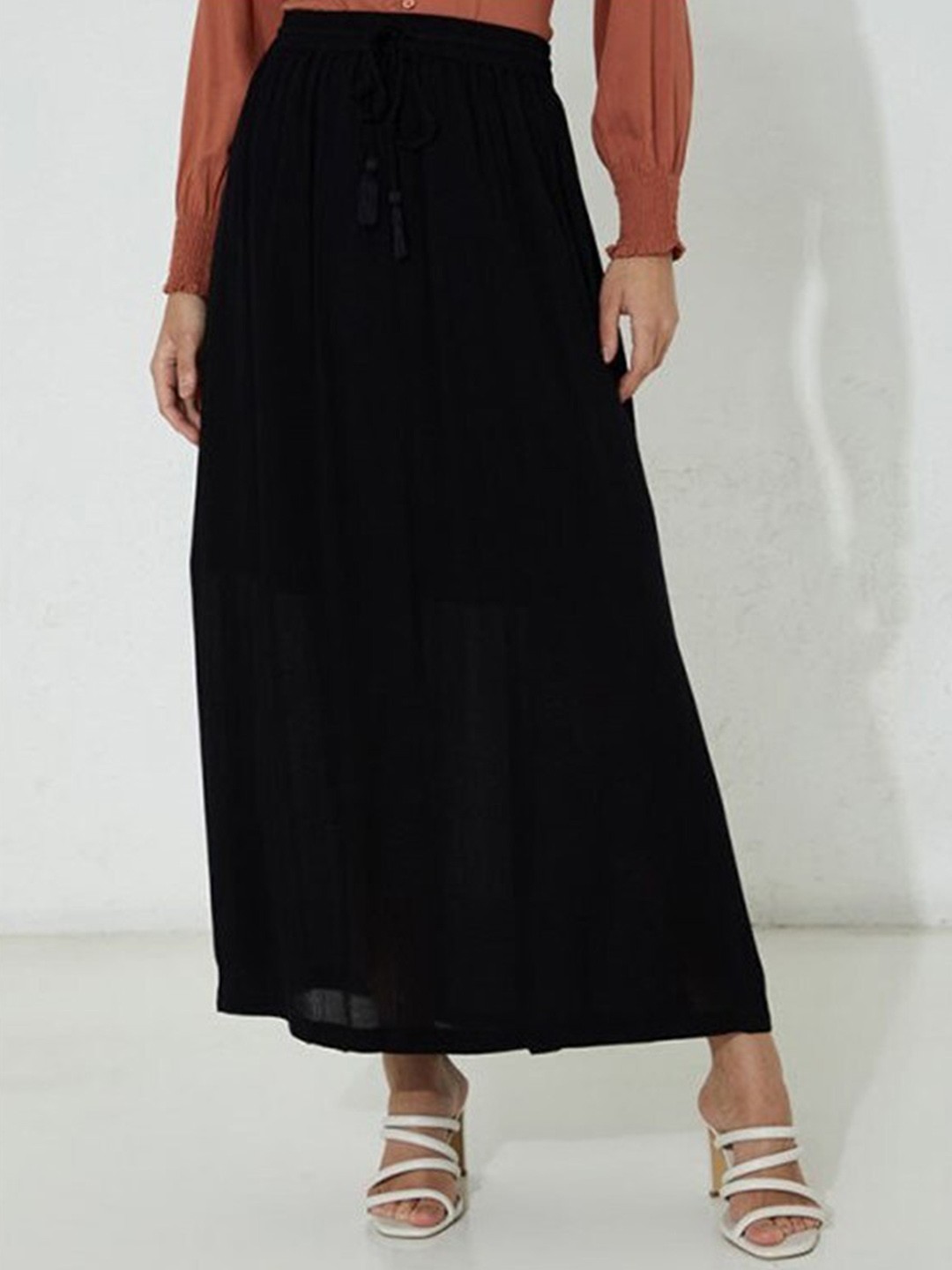 

Aila A-Line Maxi Skirts, Black