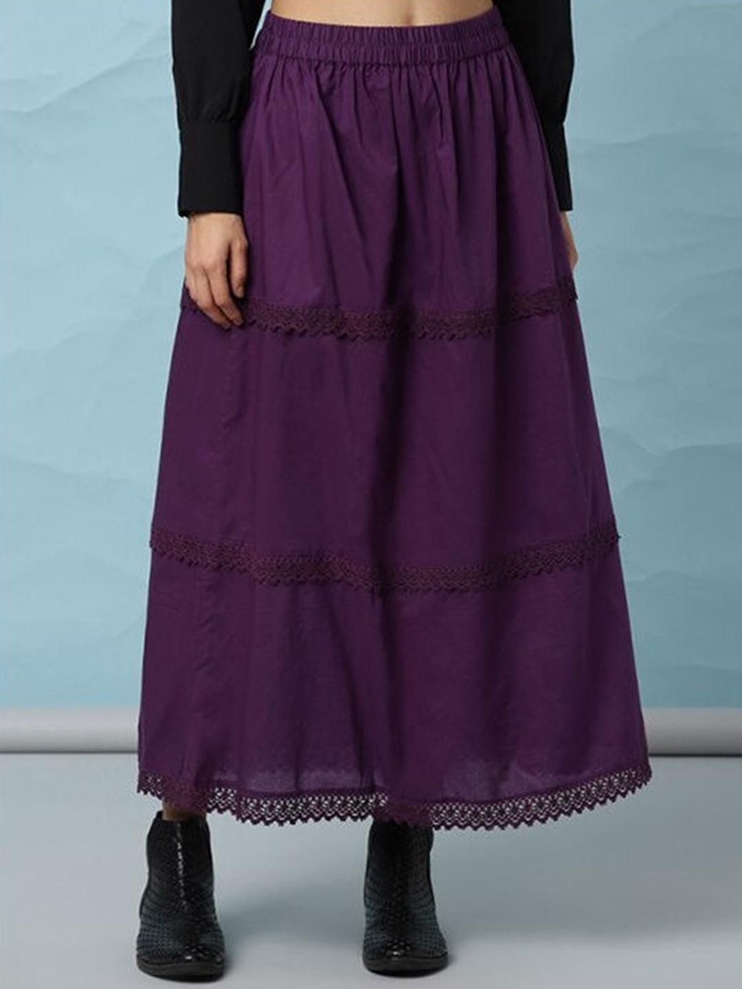 

Aila Gathered Detailed Flared Midi Skirt, Purple