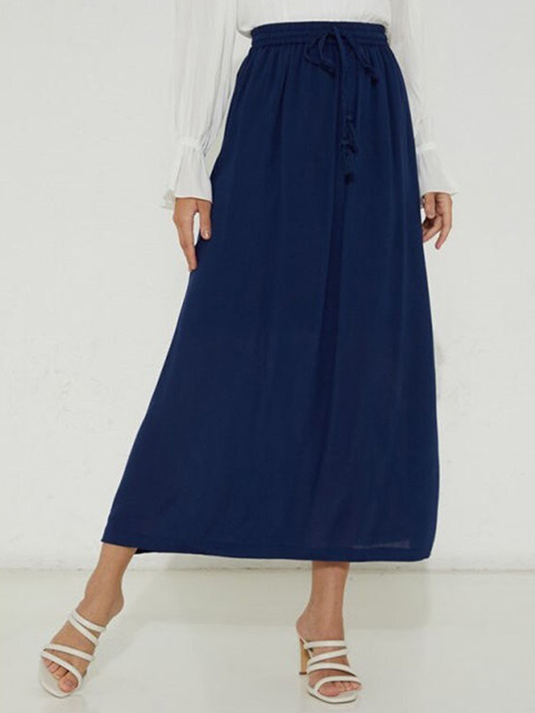 

Aila High-Rise A-Line Midi Skirt, Navy blue
