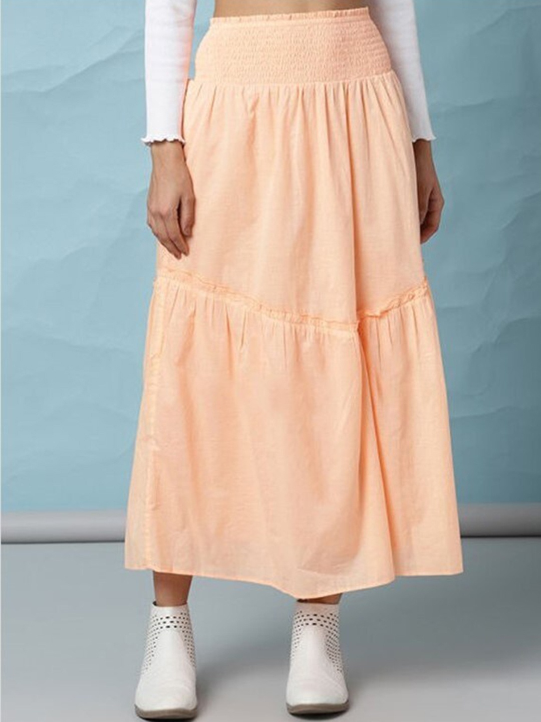 

Aila Tiered Maxi Skirt, Orange