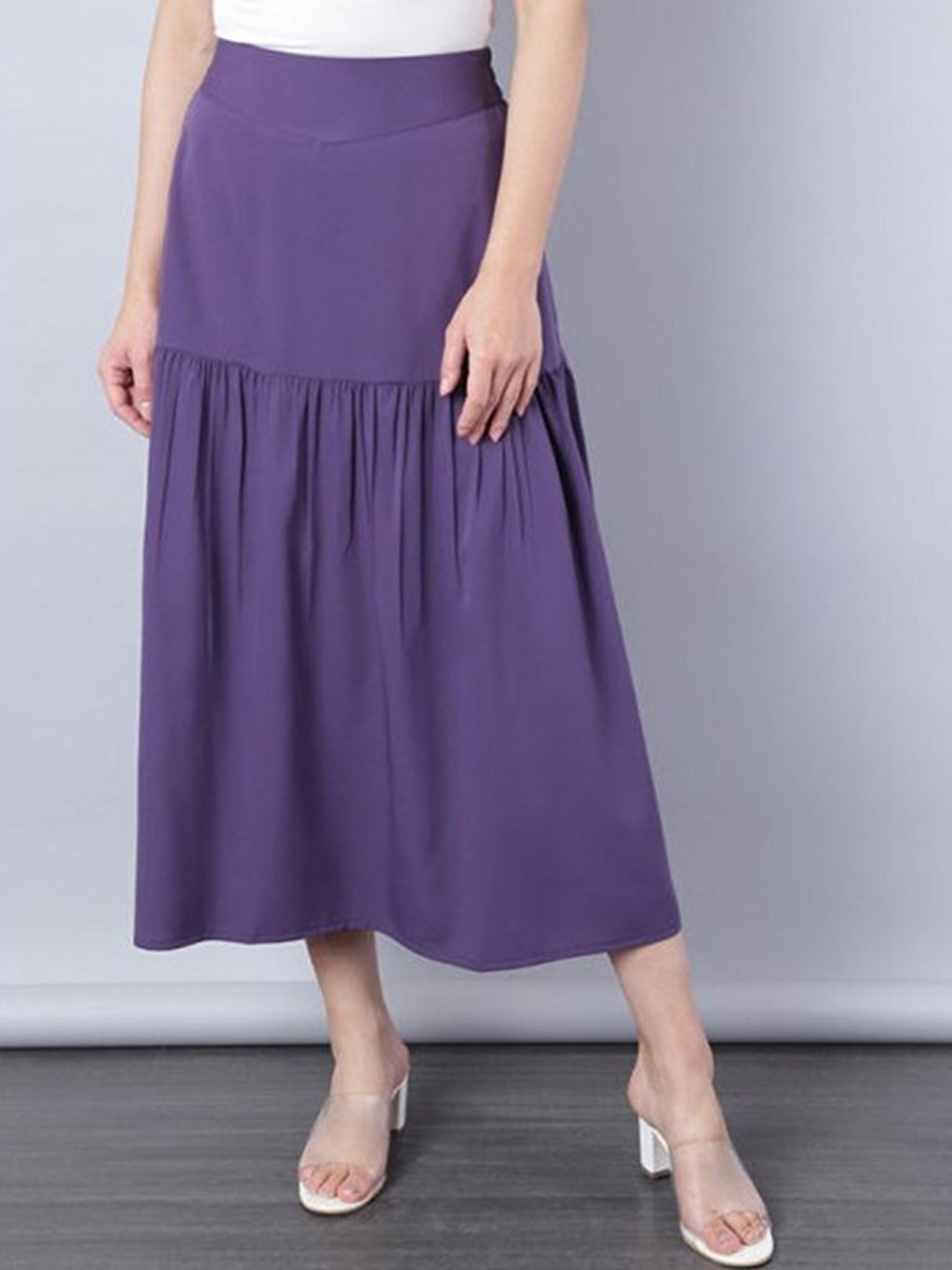 

Aila A Line Gathered or Pleated Midi Skirts, Purple