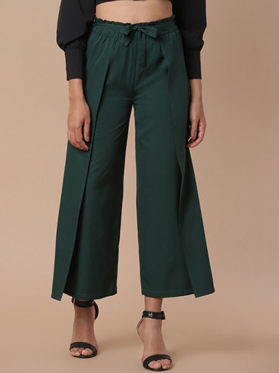 

Aila Women Mid-Rise Flared Trouser, Green