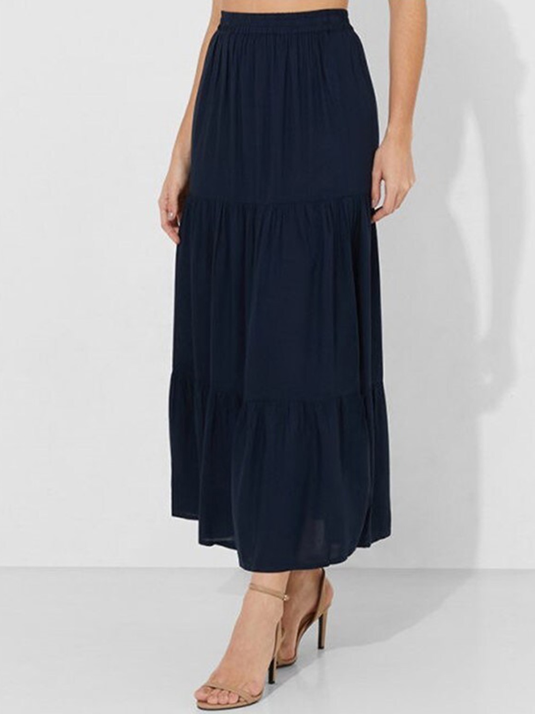 

Aila Tiered Maxi Skirt, Navy blue