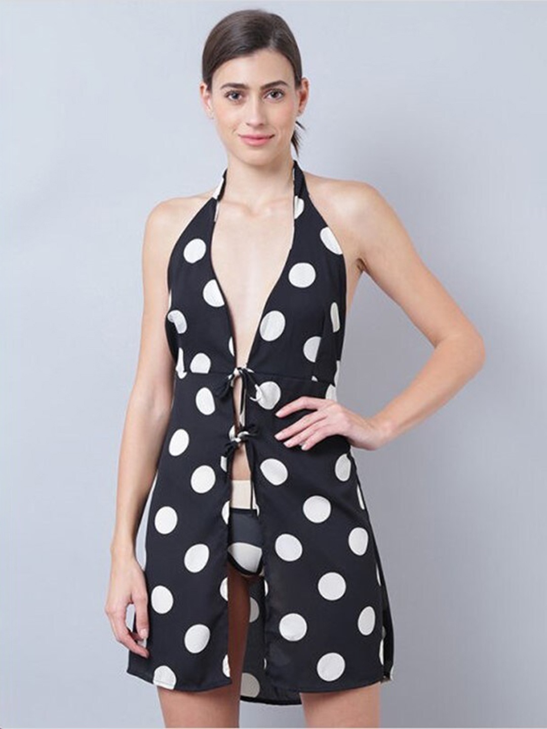 

Aila Polka Dots Printed Baby Doll With Brief, Navy blue