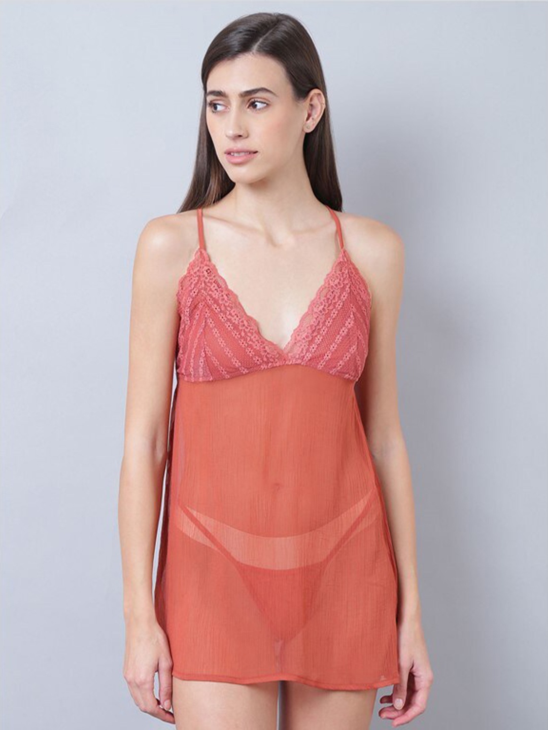 

Aila Shoulder Straps Nightdress, Peach