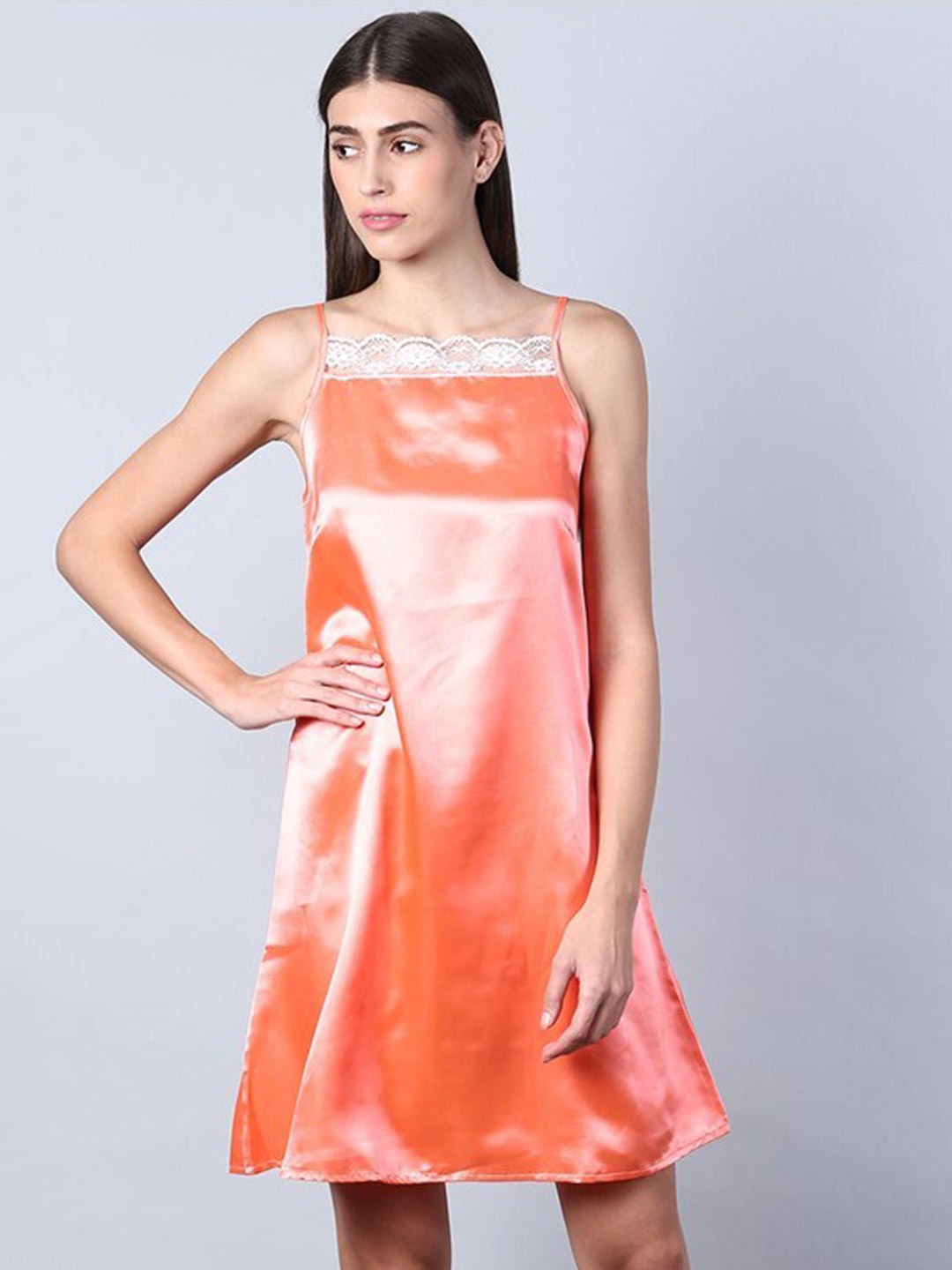 

Aila Shoulder Strap Above Knee Nightdress, Pink