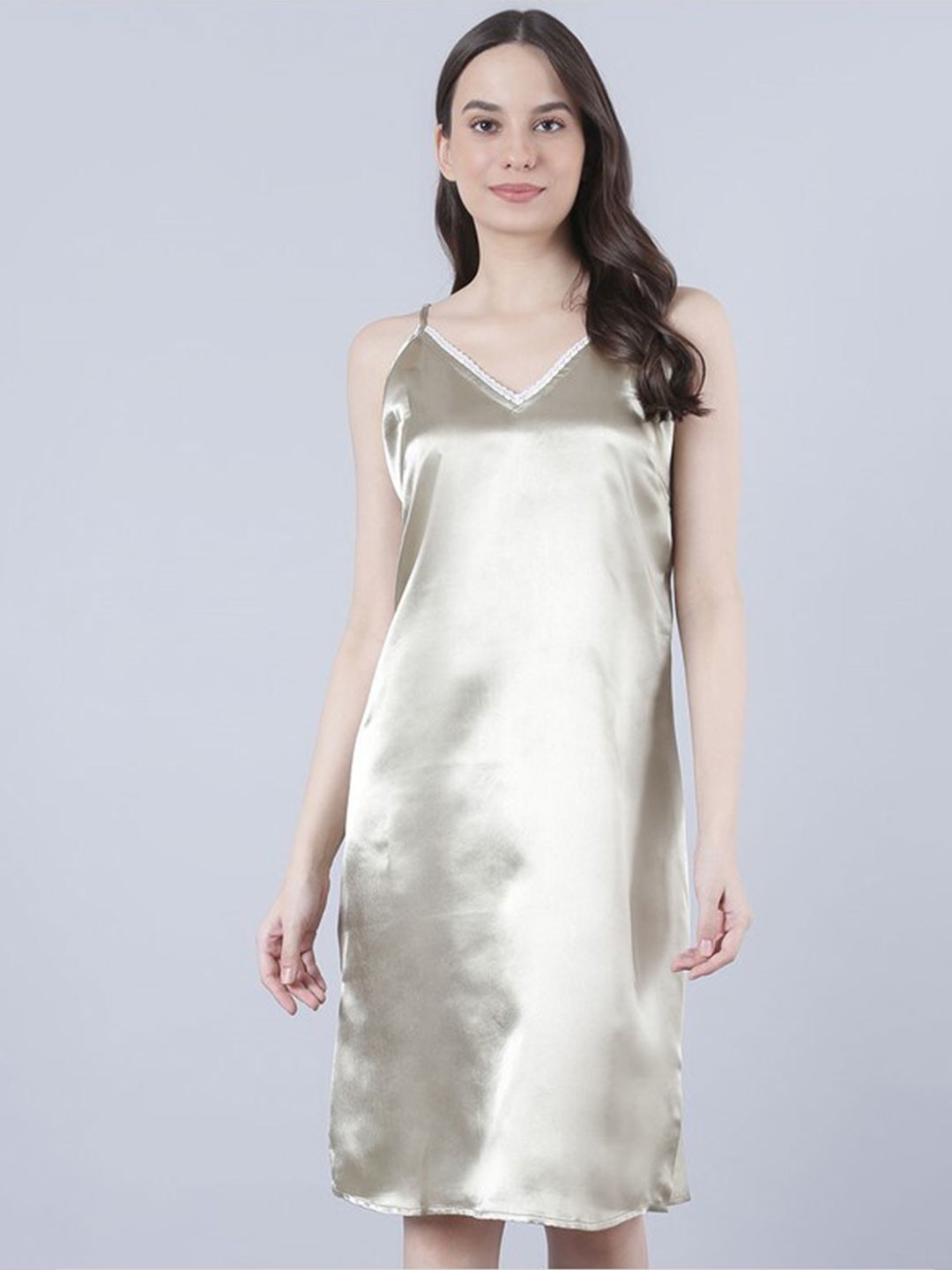 

Aila Shoulder Straps Nightdress, Gold