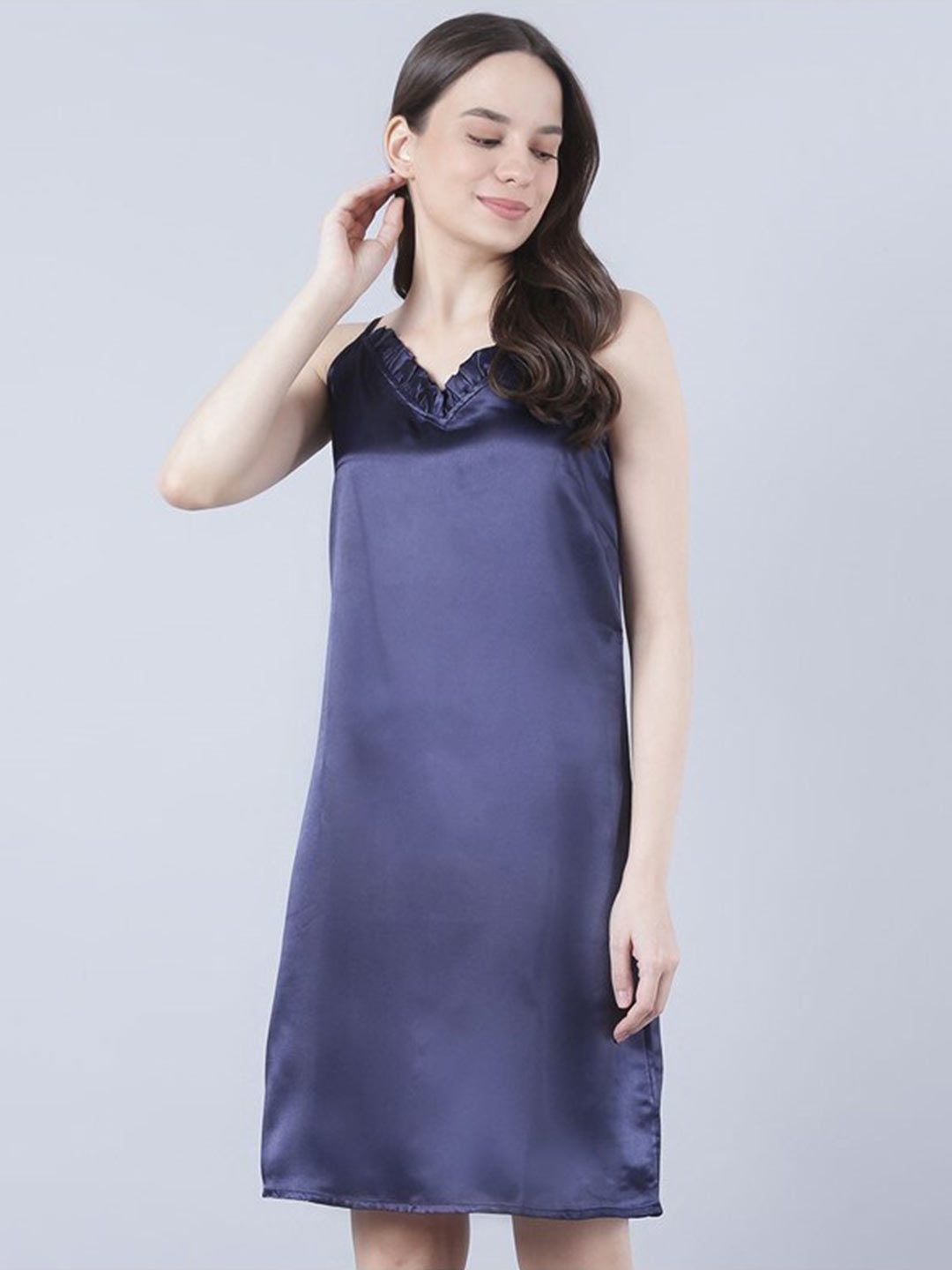 

Aila Shoulder Straps Nightdress, Navy blue