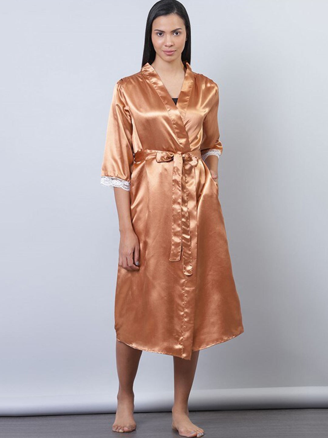 

Aila V-Neck Wrap Nightdress, Brown