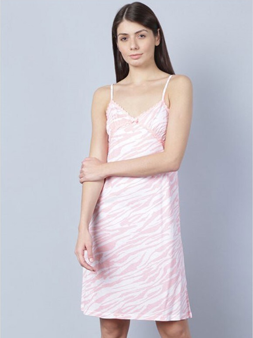 

Aila Abstract Printed Shoulder Straps Nightdress, White
