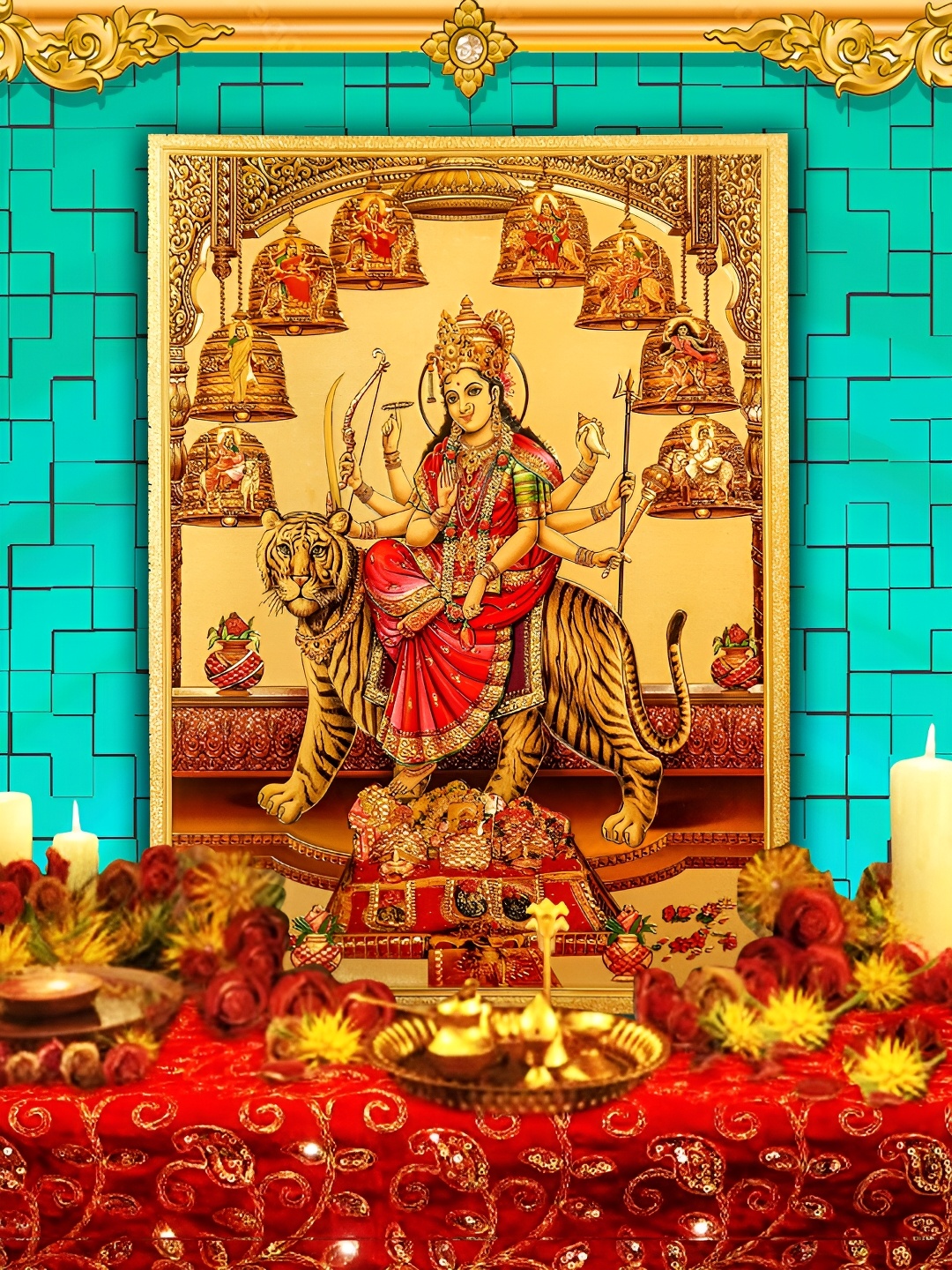 

Hawai 24k Gold Plated Shree Nav Durga Wall Art