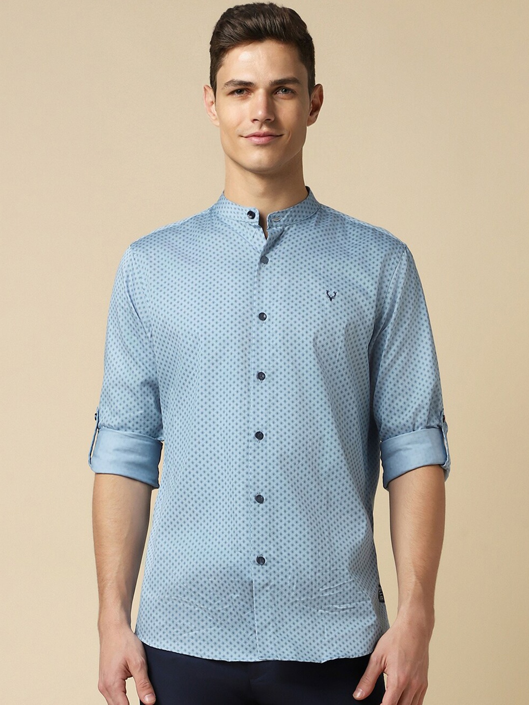 

Allen Solly Custom Fit Micro Ditsy Printed Pure Cotton Casual Shirt, Blue