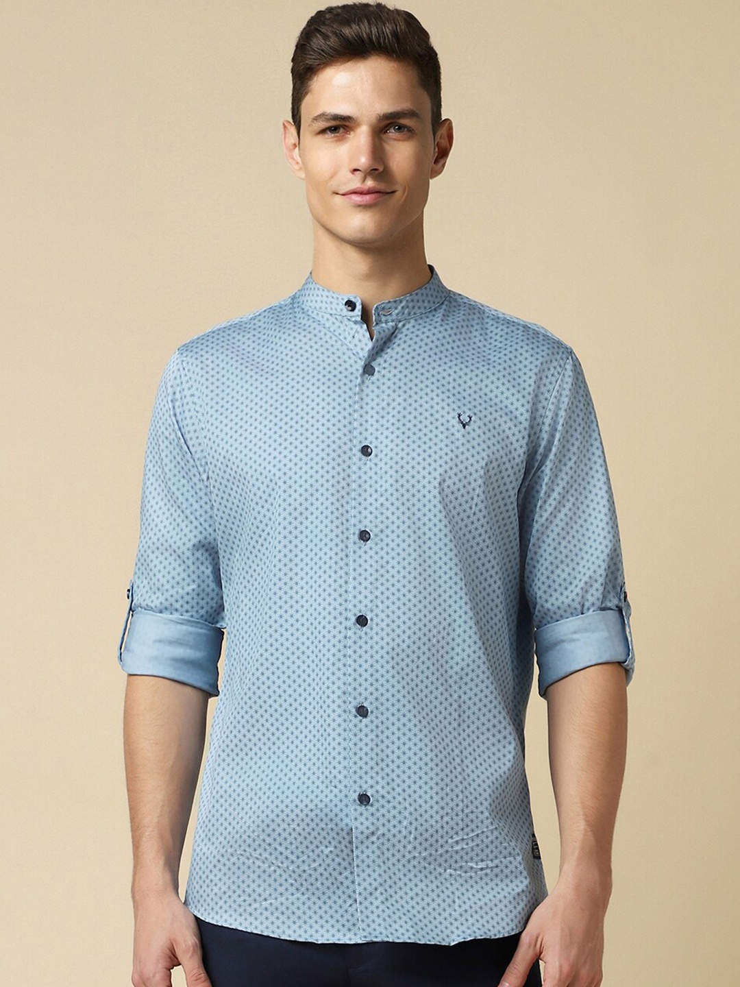 

Allen Solly Custom Fit Micro Ditsy Printed Pure Cotton Casual Shirt, Blue