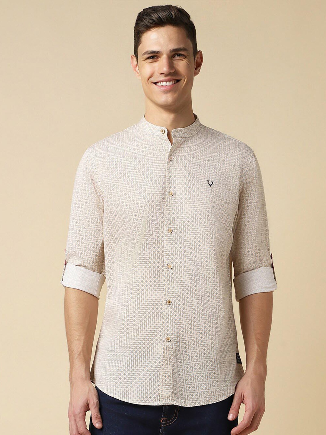 

Allen Solly Micro Disty Printed Pure Cotton Casual Shirt, Beige