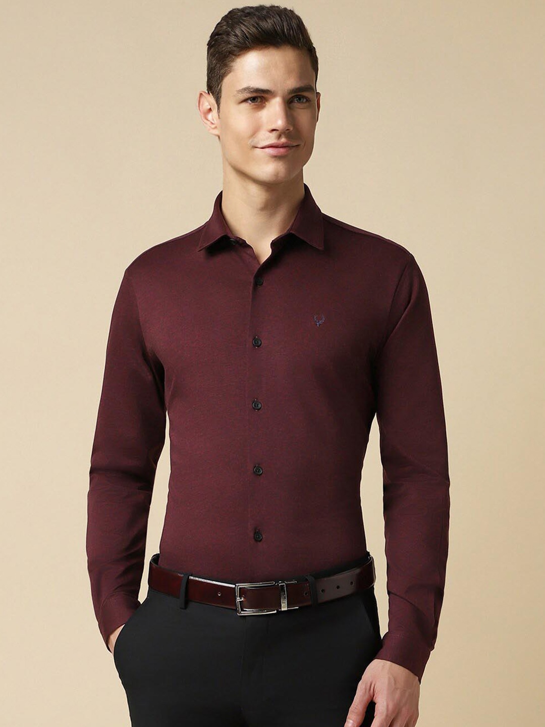 

Allen Solly Spread Collar Slim Fit Formal Pure Cotton Shirt, Maroon