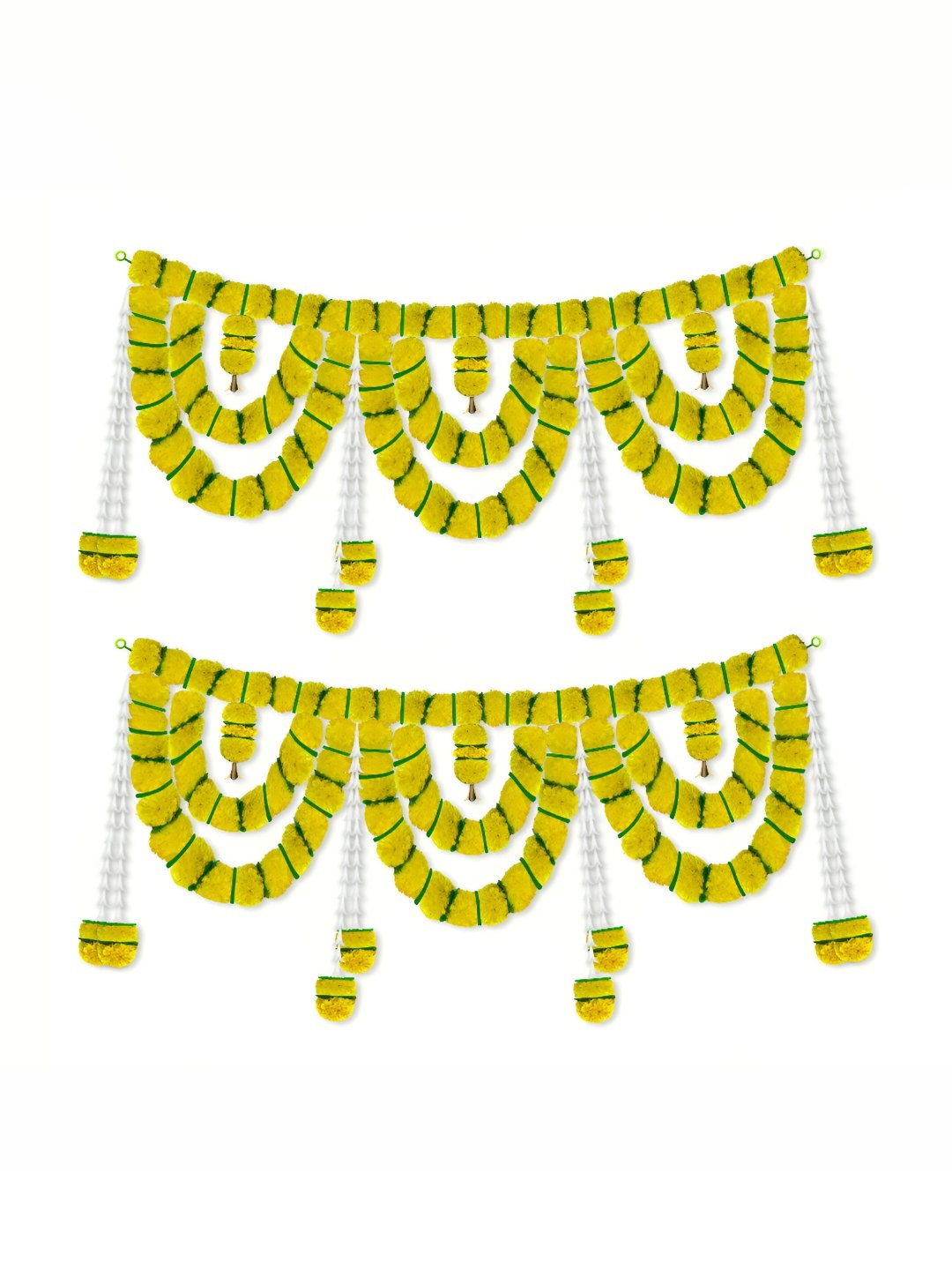 

iHandikart Yellow 2 Pieces Hanging Marigold With Rajnigandha Artificial Flower