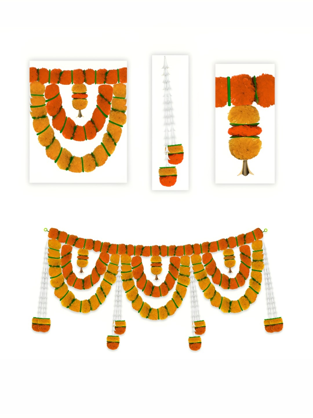 

iHandikart Yellow 2 Pieces Hanging Marigold With Rajnigandha Artificial Flower