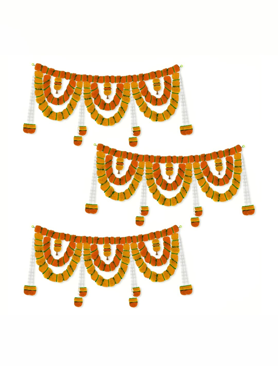 

iHandikart Yellow 3 Pieces Hanging Marigold With Rajnigandha Artificial Flower