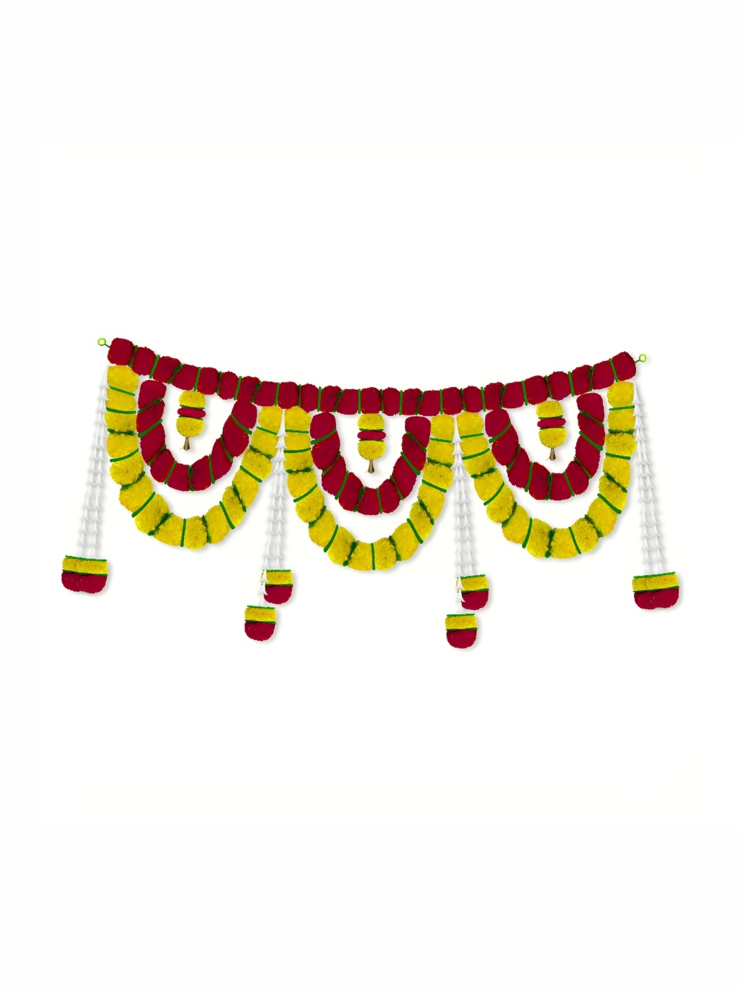 

iHandikart Red Yellow Hanging Marigold With Rajnigandha Artificial Flower