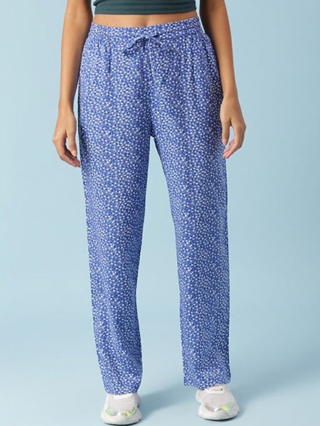 

Aila Women Mid-Rise Conversational Printed Trouser, Blue