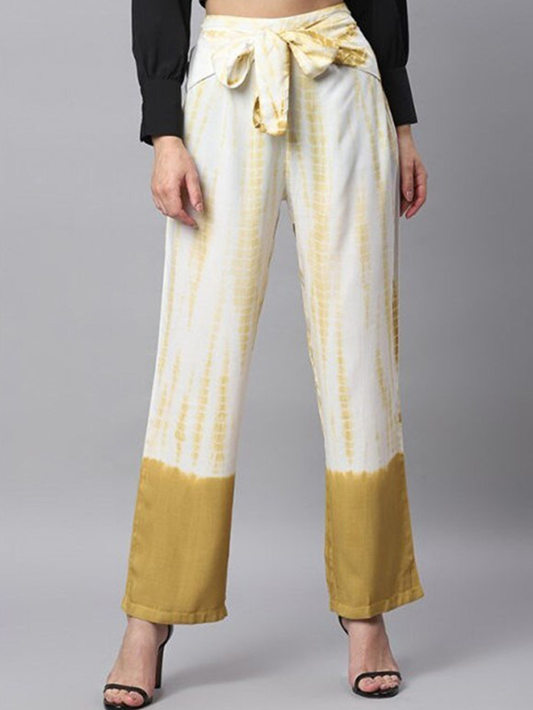 

Aila Women High-Rise Tie & Dye Trouser, White